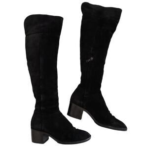 RAG & BONE Ashby suede leather black casual over the knee block heel boots 37 7